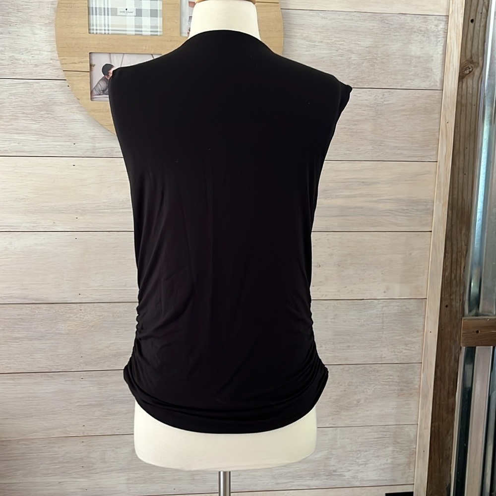 LOFT Black Ruched Women's Blouse L - Picture 3 of 5